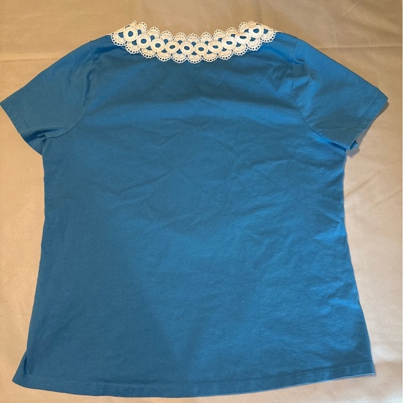 2/$35 SOFT SURROUNDINGS L Kaitlyn Embroidered Knit Tunic Top Cottagecore Lace - Picture 7 of 7